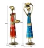 Metal Handpainted Decorative Set of 2 Lady Doll Showpiece  in Multicolor