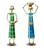Metal Handpainted Decorative Set of 2 Lady Doll Showpiece  in Multicolor