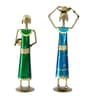 Metal Handpainted Decorative Set of 2 Lady Doll Showpiece  in Multicolor