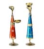 Metal Handpainted Decorative Set of 2 Lady Doll Showpiece  in Multicolor