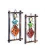 Metal Handpainted Decorative Set of 2 Lady Musician Doll Wall Hanging in Multicolor
