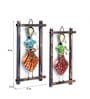 Metal Handpainted Decorative Set of 2 Lady Musician Doll Wall Hanging in Multicolor
