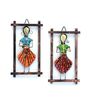 Metal Handpainted Decorative Set of 2 Lady Musician Doll Wall Hanging in Multicolor