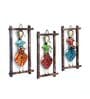 Metal Handpainted Decorative Set of 3 Lady Musician Doll Wall Hanging  in Multicolor