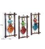 Metal Handpainted Decorative Set of 3 Lady Musician Doll Wall Hanging  in Multicolor