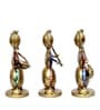 Metal Handpainted Decorative Set of 3 Lady Musician Showpiece in Multicolor