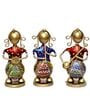 Metal Handpainted Decorative Set of 3 Lady Musician Showpiece in Multicolor