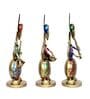 Metal Handpainted Decorative Set of 3 Sardar Musician Showpiece in Multicolor