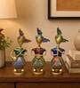 Metal Handpainted Decorative Set of 3 Sardar Musician Showpiece in Multicolor