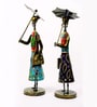 Metal Handpainted Decorative Umbrella Doll  Showpiece (Set of 2) Figurine