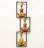 Metal Handpainted Decorative Zik Zak 3 Sardar Wall Hanging Frame In Multicolour