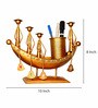 Metal Handpaited Decorative Boat Pen Stand in Golden Finish
