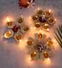 Metal Lotus & FLower Diya Urlies Set of 3