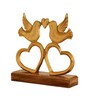 Aluminium Love Birds Showpiece With Wooden Base