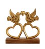 Aluminium Love Birds Showpiece With Wooden Base