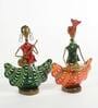 Metal Multicolour Musician Set Of 2 Figurine
