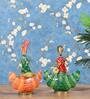Metal Multicolour Musician Set Of 2 Figurine