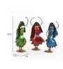 Metal Multicolour Dancing Lady Set Of 3 Figurine
