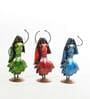 Metal Multicolour Dancing Lady Set Of 3 Figurine