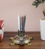 Hand Painted Tortoise Multicolour Metal Pen Stand