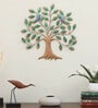 Metal Multicolour Hand Painted Tree With Birds Wall Art