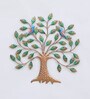 Metal Multicolour Hand Painted Tree With Birds Wall Art