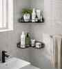 Pack Of 2 Self-Adhesive Black Metal Corner Storage Rack