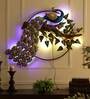 Classy Iron Peocock Wall Art With LED In Blue