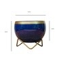 Metal Desk Pot BlueGolden Print with stand
