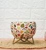 Metal Desk Pot Leaf Print with stand Set Of 2