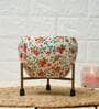 Metal Desk Pot RedFlower Print with stand Set Of 2