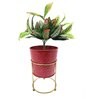 Metal Planter with Metal Stand Red & Golden