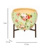Metal Desk Pot With Stand In Green Color Floral Design