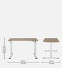 Metal Study Table in White & Urban Teak Finish With Adjustable Height