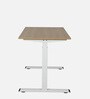 Metal Study Table in White & Urban Teak Finish With Adjustable Height