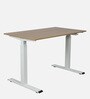 Metal Study Table in White & Urban Teak Finish With Adjustable Height