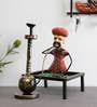 Metal Rural Man With Hukka Figurine