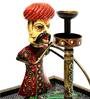 Metal Rural Man With Hukka Figurine