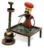 Metal Rural Man With Hukka Figurine