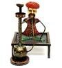 Metal Rural Man With Hukka Figurine