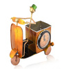 Organge Metal Scooter Inspired Pen Holder With Clock