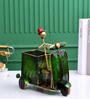 Golden Metal Scooter Inspired Pen Holder With Clock