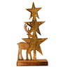 Aluminium Star Christmas Tree With Reindeer And Wooden Base