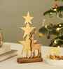 Aluminium Star Christmas Tree With Reindeer And Wooden Base