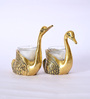 Golden Metal Swan Figurien Candle Holder Set of 2