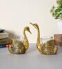 Golden Metal Swan Figurien Candle Holder Set of 2