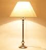 White Fabric Shade Table Lamp With Silver Base