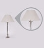 White Fabric Shade Table Lamp With Silver Base