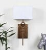 Metal Upwall Light with Square Fabric lampshade
