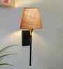 Metal Wall Lamp with Conical Jute Shade   Soft Glow Accent Light-(Beige Jute)